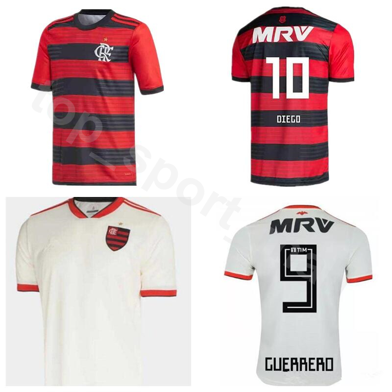 

FC Clube de Regatas do Flamengo 11 Lucas Paqueta Jersey Men Soccer 10 Diego Ribas Football Shirt Kit Uniform Home Red Away White