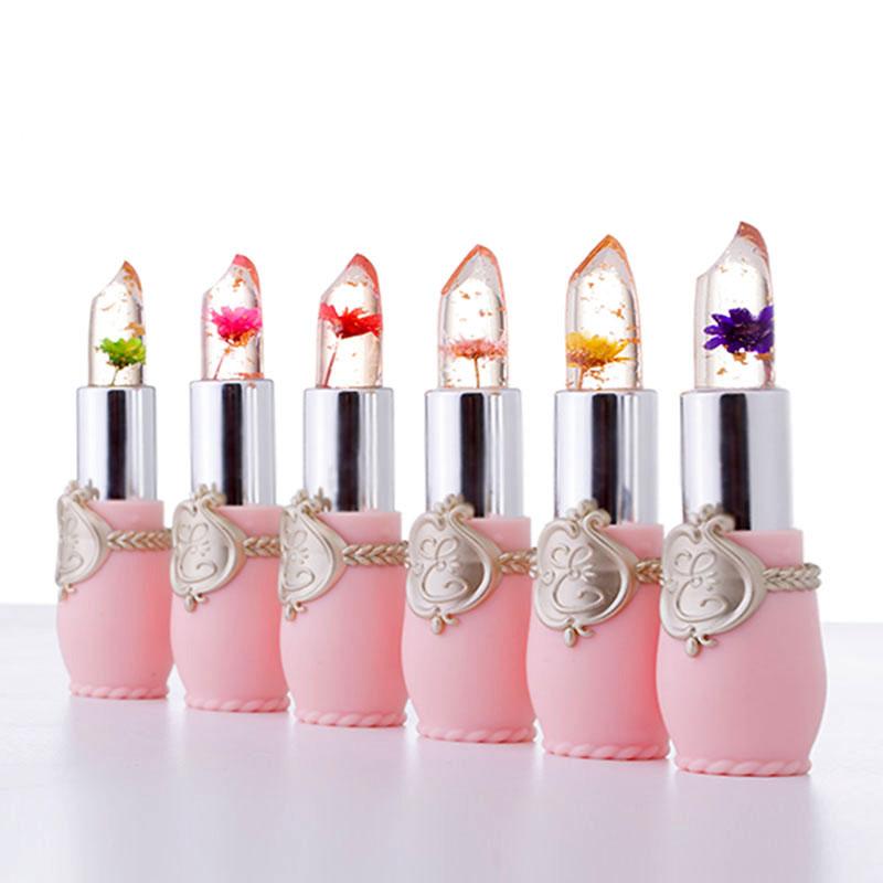 

New Long Lasting Moisturizer Transparents Flower Lipstick Cosmetics Waterproof Temperature Change Color Jelly Lipstick Balm DHL Free
