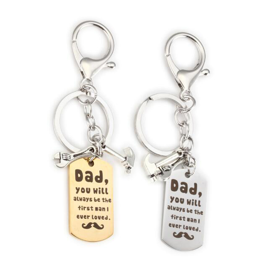 Fashion jewelry accessories Pendant Necklace Dad Birthday Gifts Family Jewelry - Dad You Will Always Be The First Man I Ever Loved keychain-image-425962310