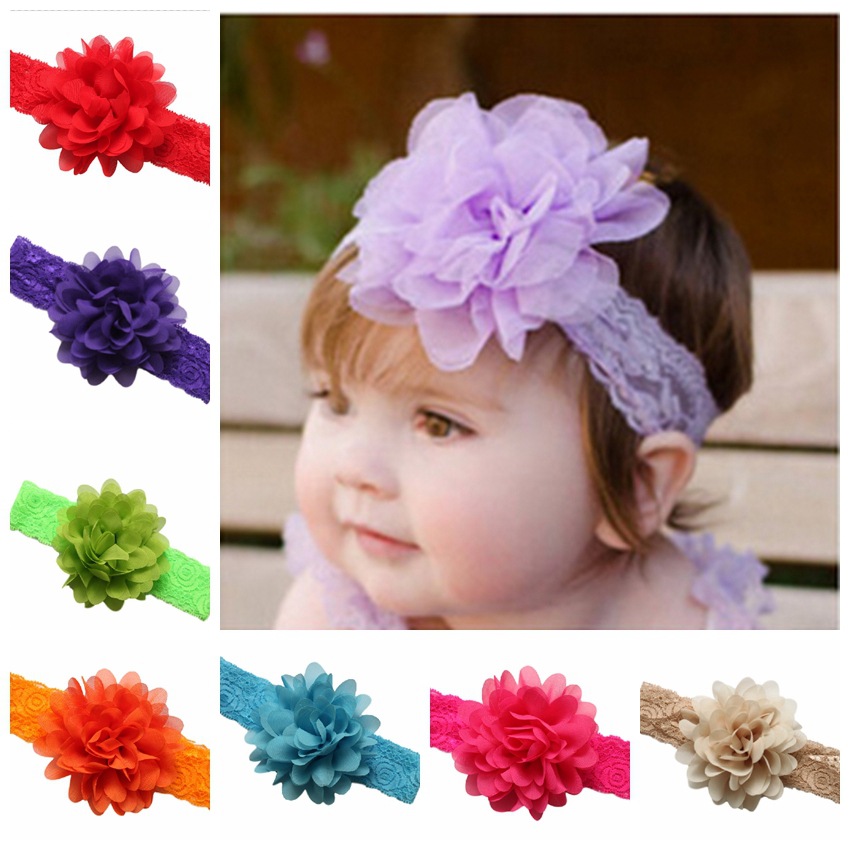 

18 Color Baby Chiffon Hair Flowers Hairband Colorful Floral Lace Decoration Elastic For Headband Hairband Flowers Accessories, Multi-color