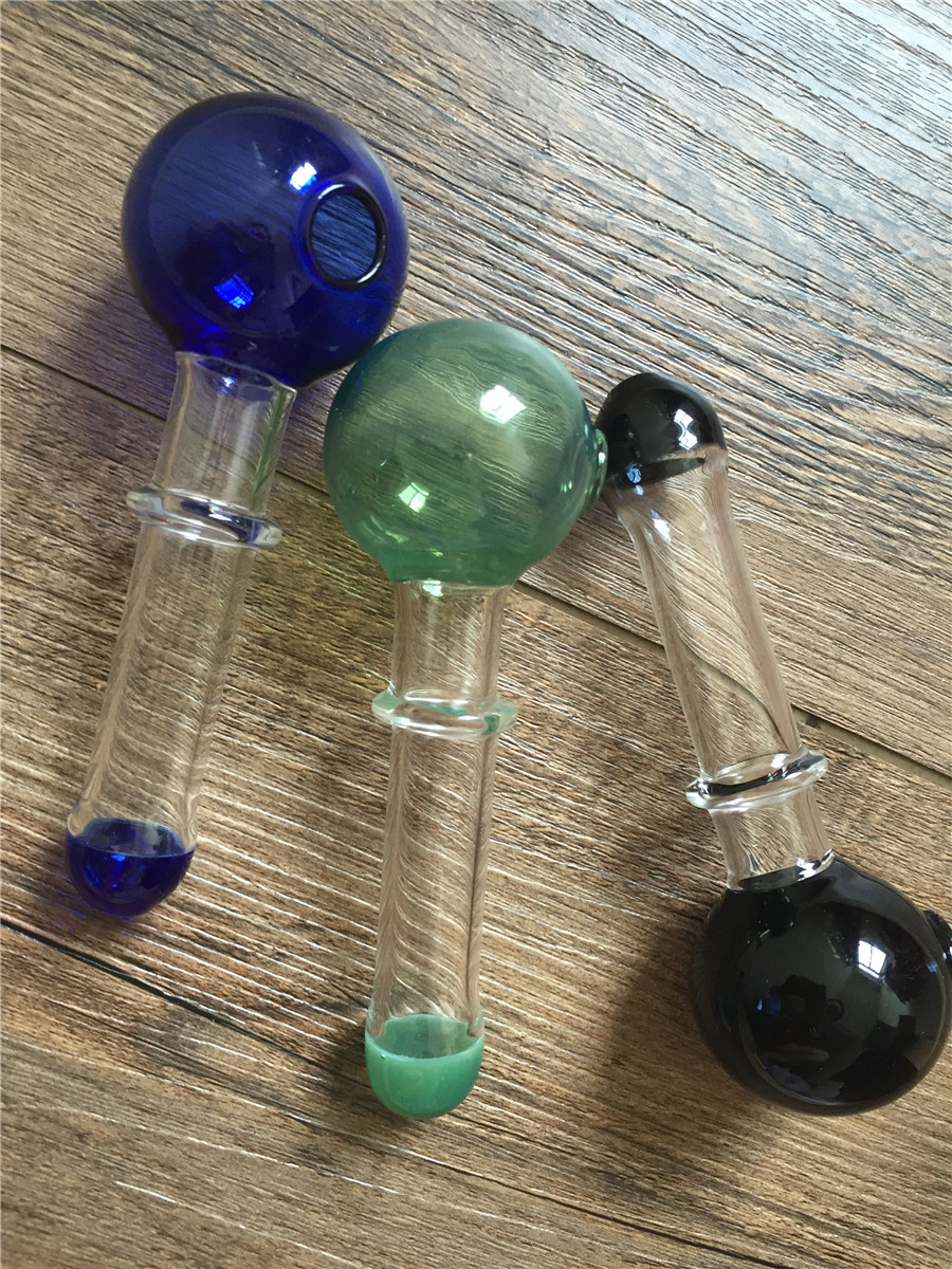 

40mm ball Short Colored glass oil burner Mini Smoking Handle Pipes smoking pipes TOP quality Burner oil burner hand smoking pipe