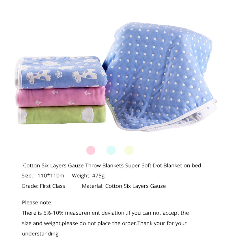 Wearable Six Layers Cotton Throw Blankets Kids Blanket For Beds Cute