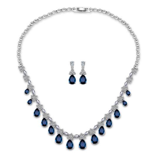 

Hot style jewelry high-end zircon bridal necklace earring set dinner party accessories are on sale for 2018, Red