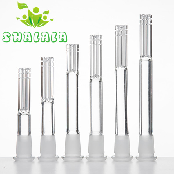 

Six Armed Glass Down Stem Tube 14mm Female to 18mm Male Frosted joint Dropdown For Glass Bong Water pipes Dab Rigs Shalalasmoking 279