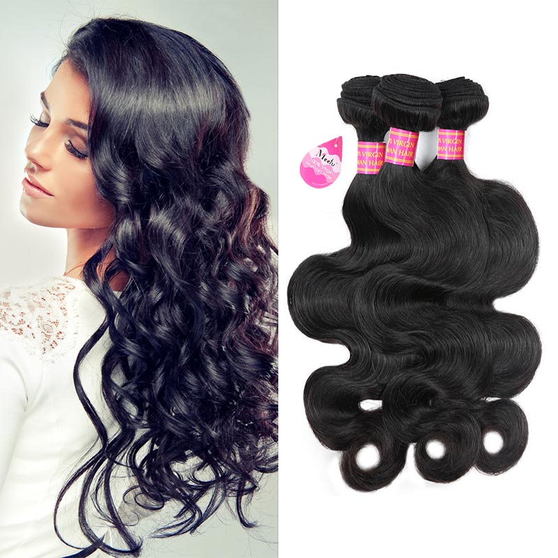 

Wholesale Price Cheap 8A Brazilian Virgin Hair Body Wave 3 Bundles Double Weft Unprocessed Peruvian Malaysian Body Wave Human Hair Extension, Natural color