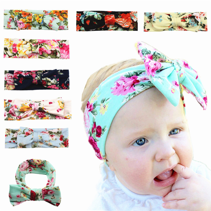 

New Baby Bowknot Headbands Bohemia Printed Flowers Hairband Wholesale For Children Hair Accessories Hair Band