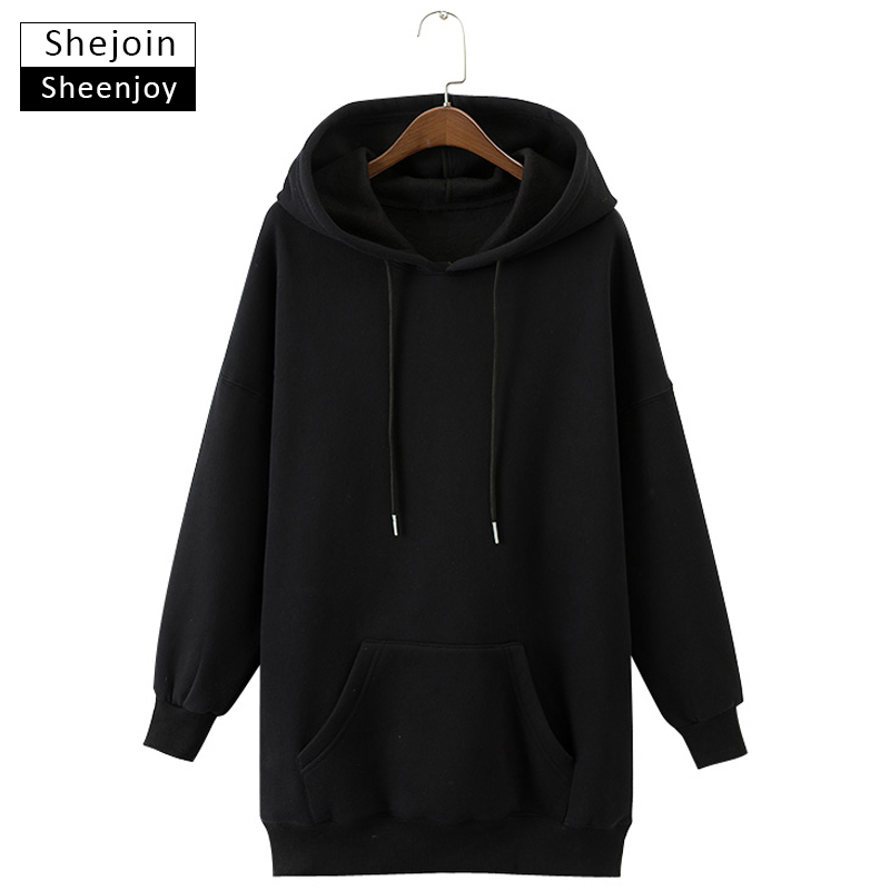 

ShejoinSheenjoy Autumn Hoodies Women Hooded Sweatshirt Fleece Warm Pocket Casual Black Oversized Hoodie Pullover Sudadera Mujer