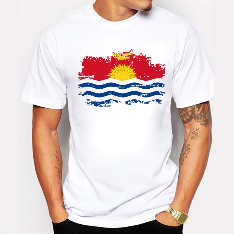 

Kiribati Flag T shirt Men Summer Short Sleeve Cotton High Quality Brands T-shirts Fashion Kiribati National Flag Tee