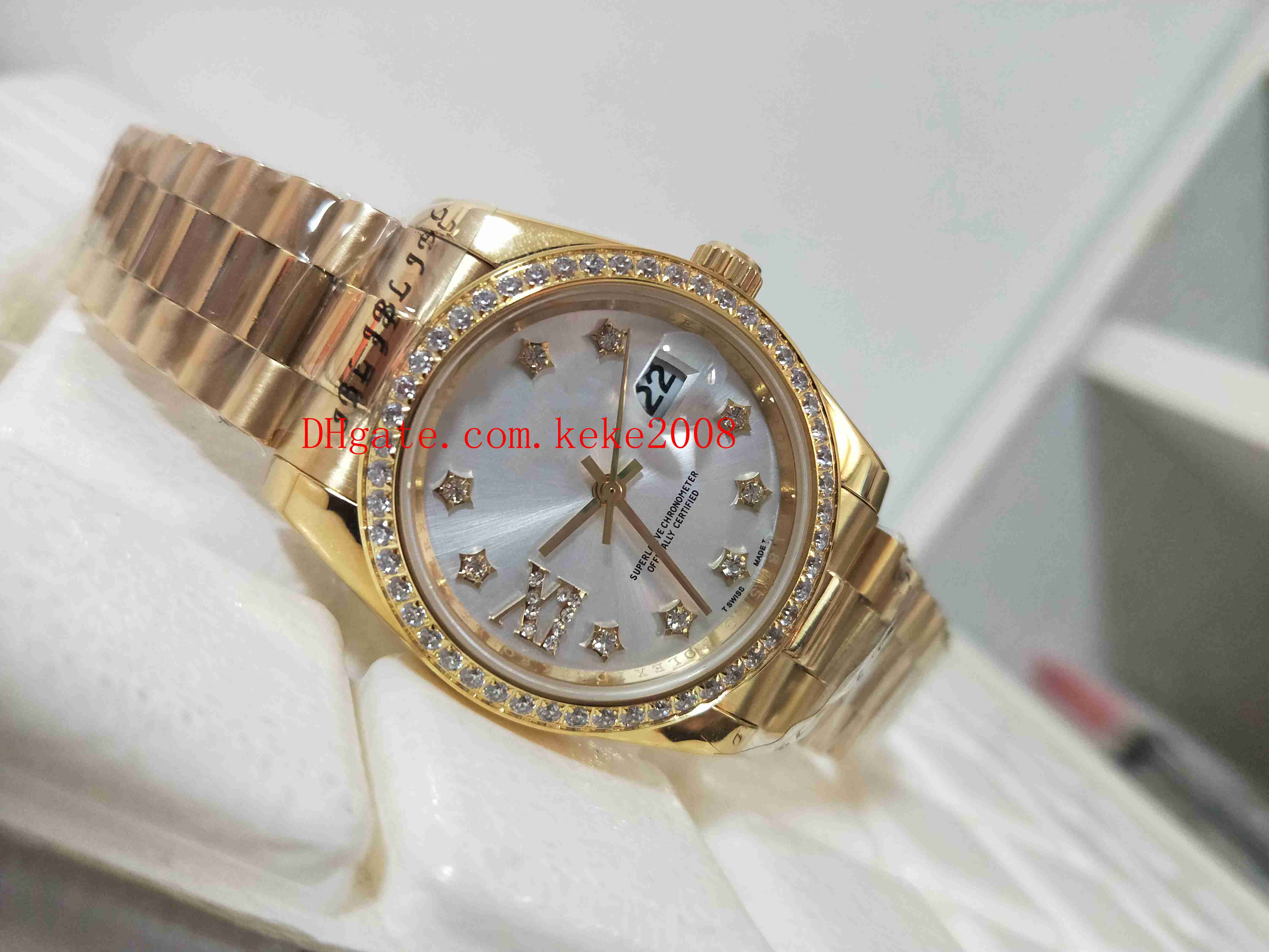 

Fashion High quality Wristwatches 81298 36mm Diamond border Blue Luminescent Asia 2813 Movement Mechanical Automatic Ladies Women's Watches, Gold