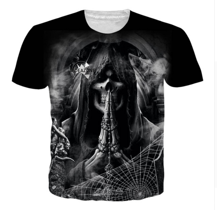 

Wholesale - Newest Fashion Womens/Mens Skull Funny 3D Creative Casual Hip Hop T Shirt XDX0069, White;black