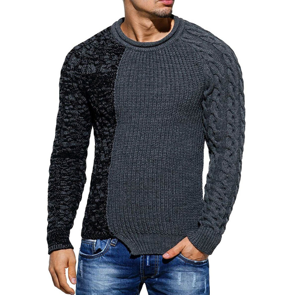 Fashion Men's Autumn Winter Pullover Knitted Raglan Patchwork Sweater Blouse Top