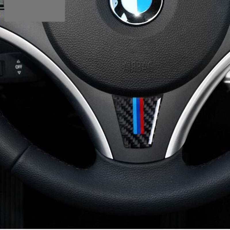 New Design Steering Wheel Carbon Fiber Car Stickers For bmw e90 e92 3 Series 2006 2007 2008 2009 2010 2011 2012 Car Styling