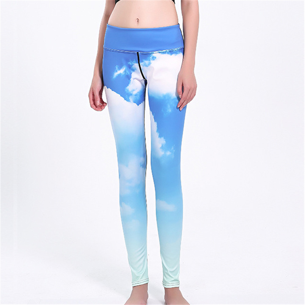 

Cloud Blue Sky 3D Legging Novelty Slim Push Up Women Leggings High Elastic Femme Plus Size Pencil Pant Quick Dry Lady Leggins, As shown