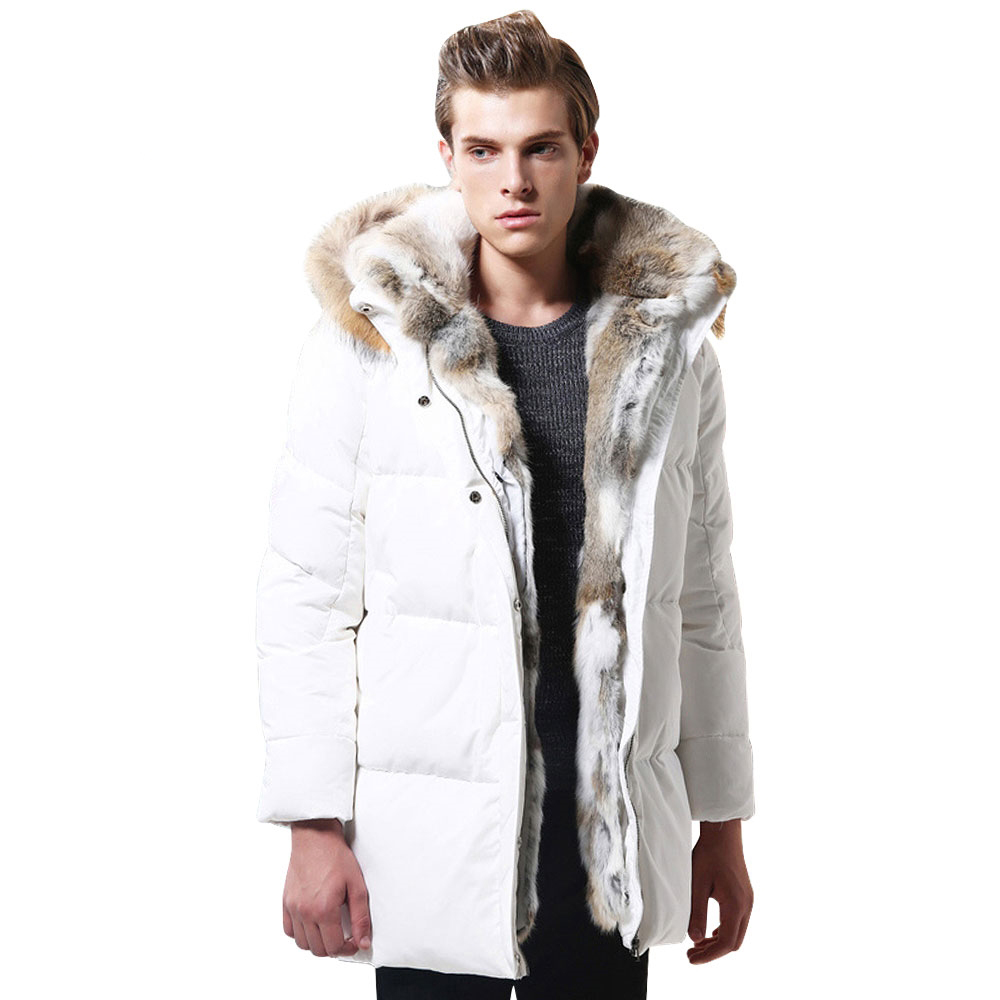 

Winter New Warm Thick Jacket Mens High Quality Fur Hood White duck down Keep Leisure Jacket Male Coat Plus Size 3XL 4XL 5XL, Black