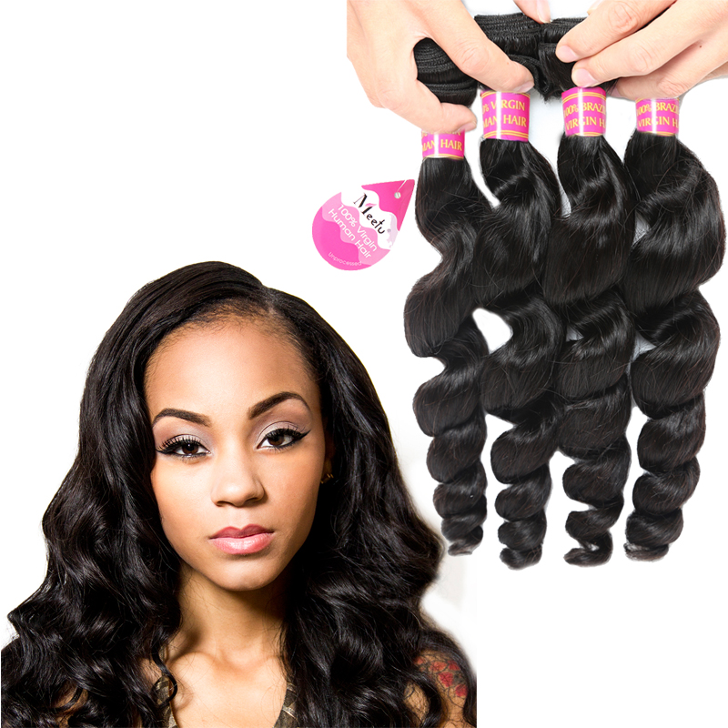 

Cheap 8A Brazilian Loose Wave Virgin Hair Extensions 4 Bundles Peruvian Unprocessed Virgin Human Hair Weave Bundles Wholesale Price Online, Natural color