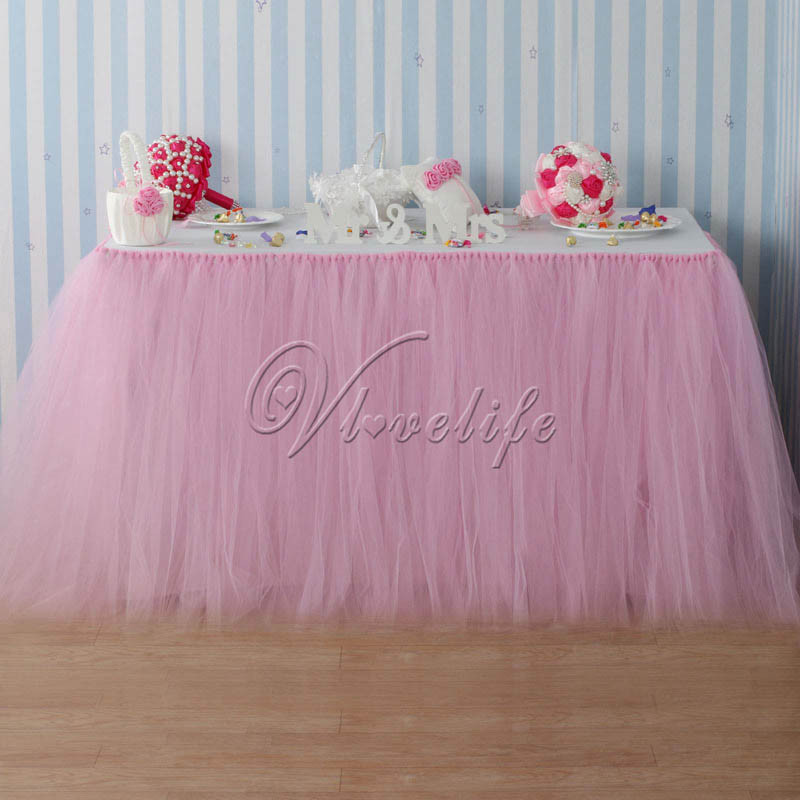 100cm X 80cm Light Pink Tulle Tutu Table Skirts Tableware For