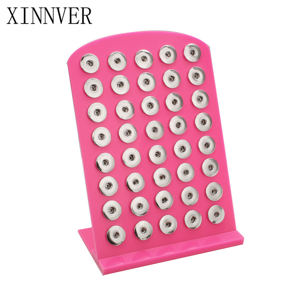 

6 Color Snap Jewelry High Quality Pink Black Acrylic Snap Display For 40PCS 18mm Metal Buttons Soft Display Stand