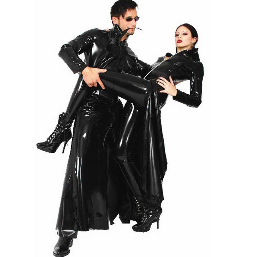 Movie The Matrix Prop Suit Black Faux Leather Windbreak Unisex Wind Coat Sexy Cosplay Theme Costumes-image-423650663