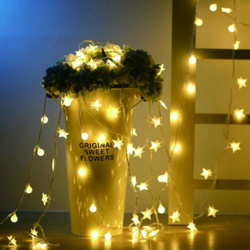 

6M 40 LED Star Flower Wedding Garland home decor String Light Christmas Decorations for Home Birthday Wedding Outdoor Light