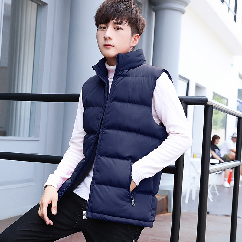 

High Quality Vest Men Winter Sleeveless Cotton Jackets Male New Fashion Solid Color Waistcoat Warm Veste Homme Outwear Big Size, Black