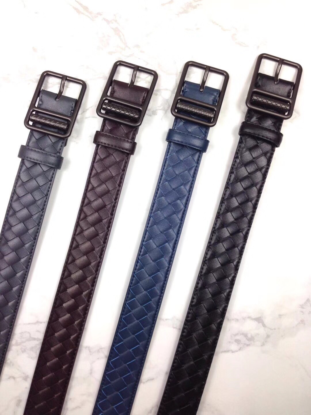 Hommes Ceinture en cuir tressé conception noire ceintures tissées Vintage Weave affaires Ceintures Nouveau avec la boîte