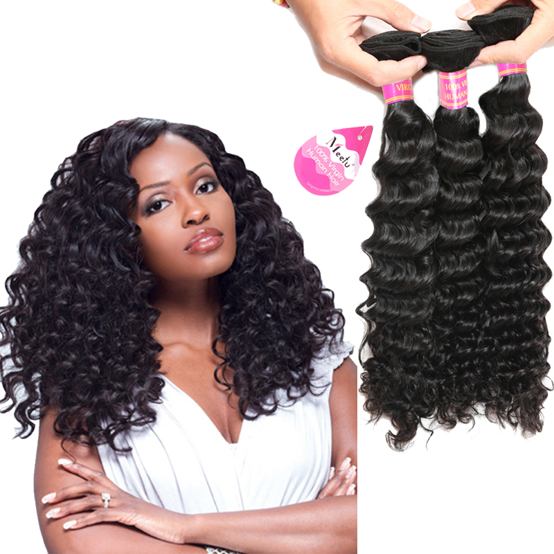 

Cheap 8A Brazilian Deep Wave 100% Unprocessed Virgin Human Hair Extensions 3 Bundles Human Hair Weave Bundles Wholesale price 8-28inch, Natural color