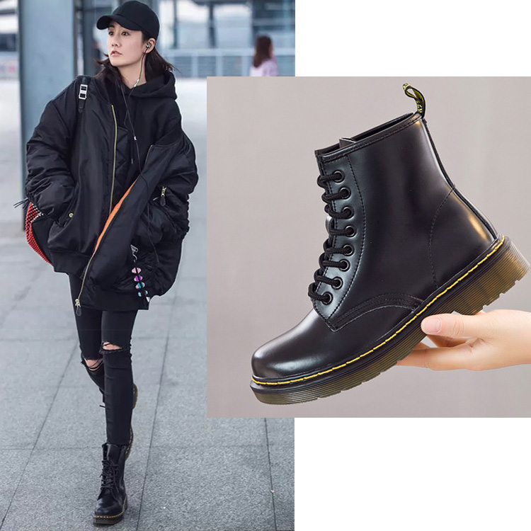 2018 New England Style Women Martin Boots autumn winter genuine leather unisex Ankle boots plus Size 35-46