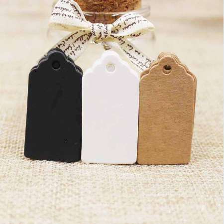 

100pcs Paper Gift Tags Card White/black/kraft Scallop Festival Wedding Decoration Blank Mini Luggage Label 2*4cm