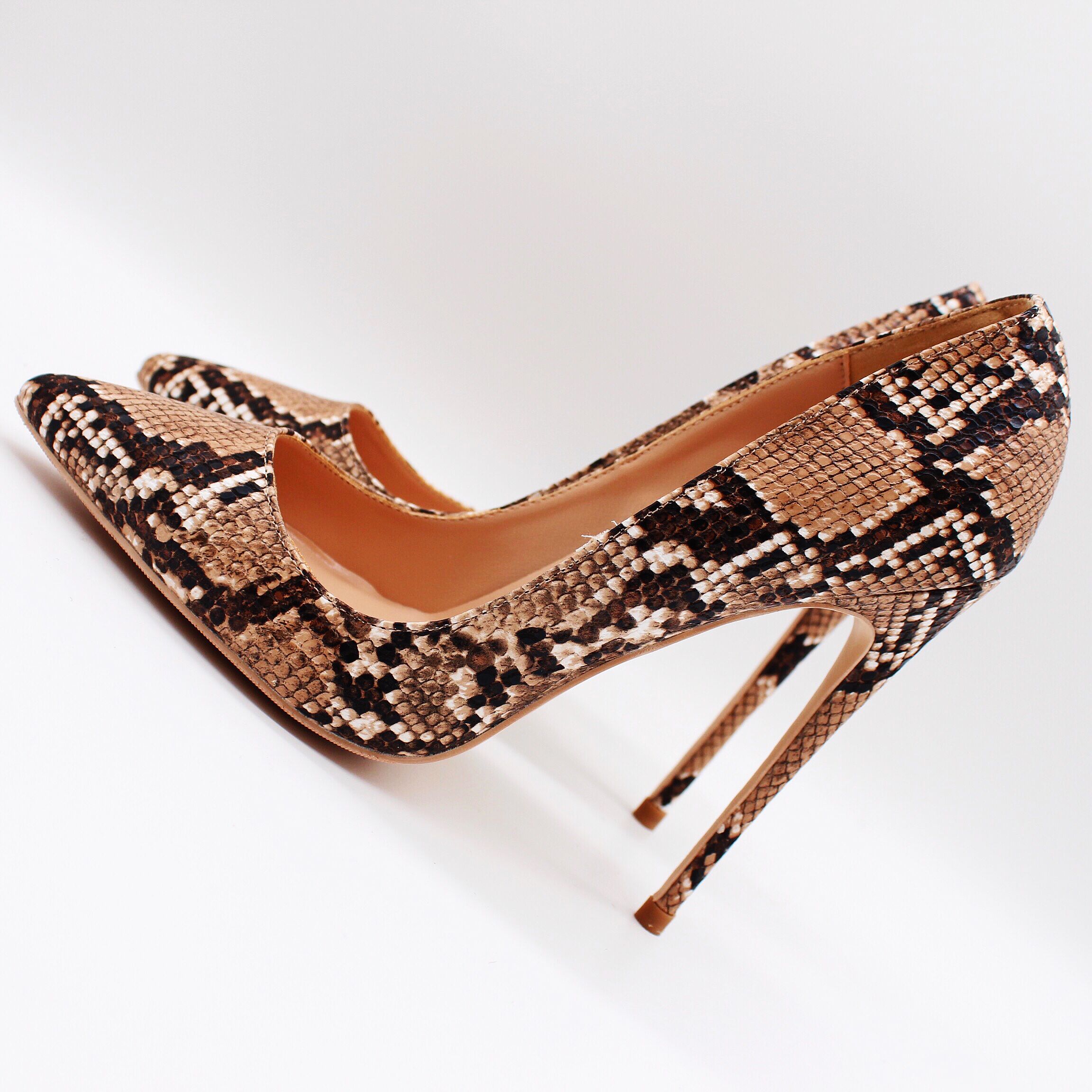 

blingbling women shoes high heels stilettos Tan snake python Point toe sexy high heel pumps party shoes wedding pumps 12cm 10cm 8cm, Tan 10cm