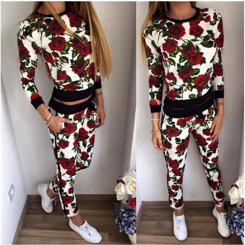 

Women Tracksuit Suit Sweatshirt Floral Printed Two Piece Set Tracksuit Hoodies Jogging Suit for Women S-XL, As pic