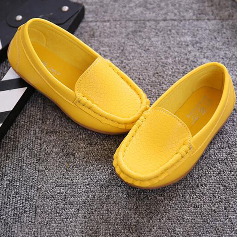 

2018 New Fashion Style Children Kids PU Leather Boat Shoes Slip on Casual Flats Shoes Boys and Girls Shoes Kids Toddler, White