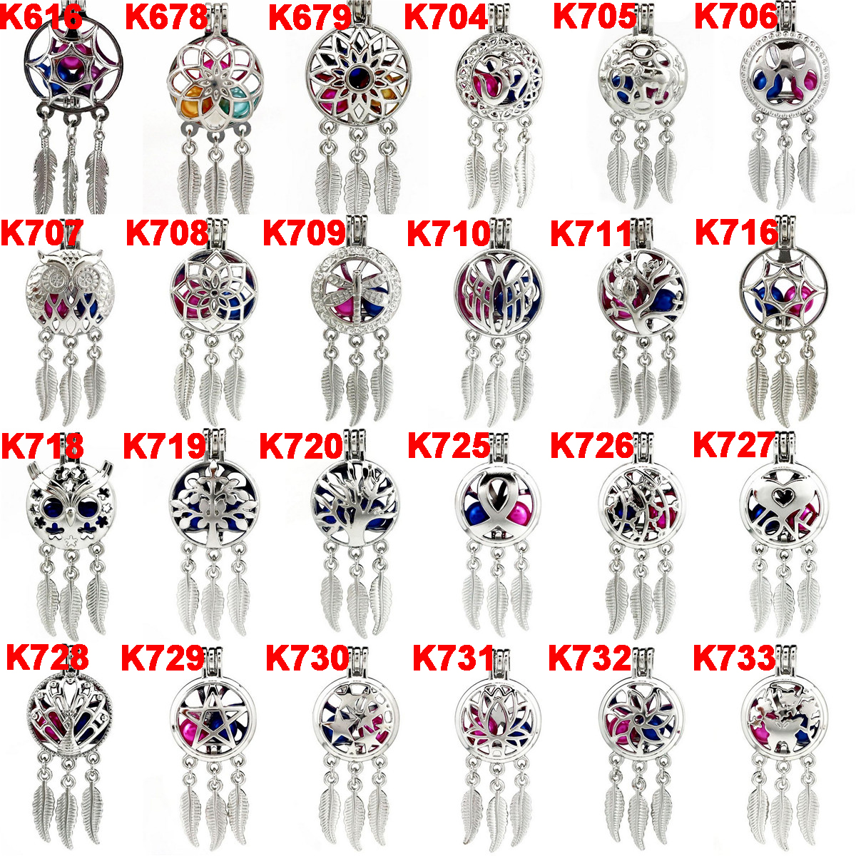 

Silver Alloy Mix Dream Catcher Beaty Feather Beads Cage Locket Pendant Diffuser Aromatherapy Perfume Essential Oils Diffuser-Boutique gift