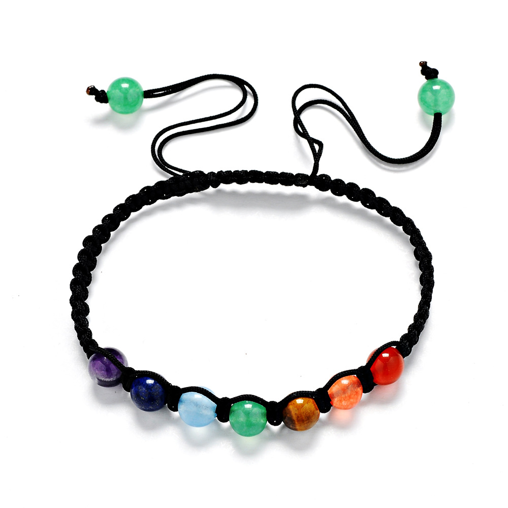 

7 Colorful Natural Stone Beads Crystal Chakra Bracelet For Women Braided Rope Bracelets Reiki Spiritual Yoga