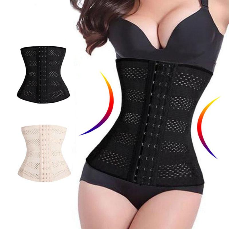

Womens -3XL Sauna Tummy Control Female Body Trainer Modeling Belt Shapewear Breathable Hole Slim Waist Cinchers Corset, Black