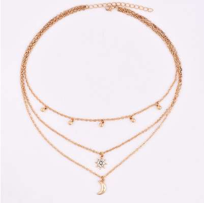 

New Boho Jewelry Multi Layer Beads Choker Necklaces for Women Sexy Moon Fashion Pendant Vintage Collier choker Necklace Gifts