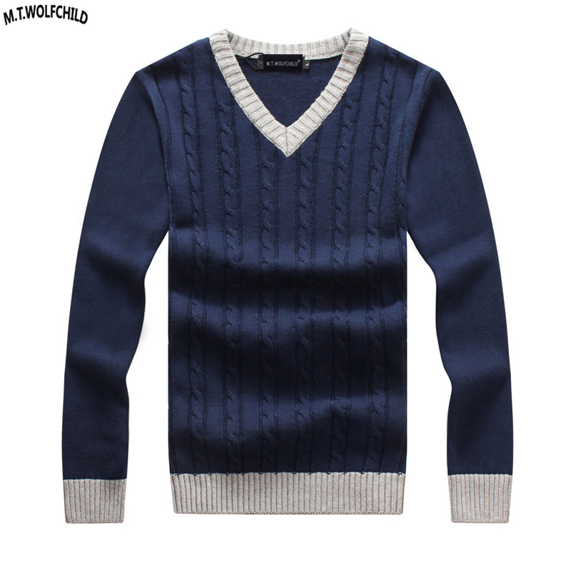 Men's Sweaters Cotton Top Quality Fashion 2022 Autumn Mens Long Sleeve V-neck Pullovers Knitting Casual Slim Tops