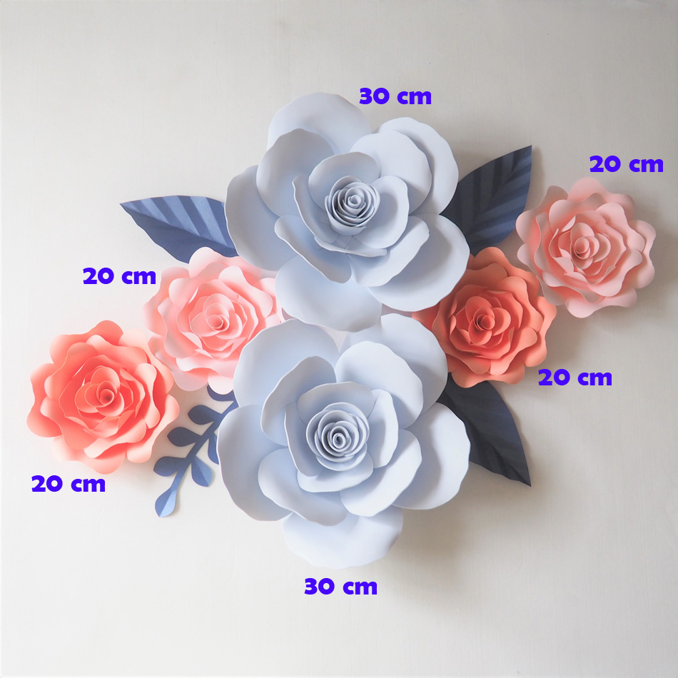 

Giant Paper & Foam Flowers Backdrop Artificial Handmade Flower 6PCS+ 4 Leaves Wedding & Party Deco Home Decoration Video DIY, Mix color
