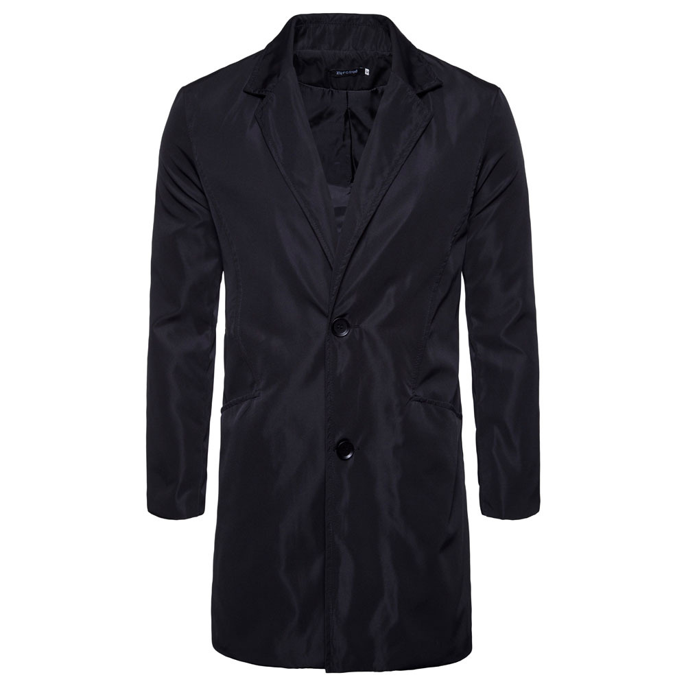 Men windbreaker jacket Coat 2018 autumn long Trench winter new men's casual long sleeve solid color jacket coat Europe size XXL