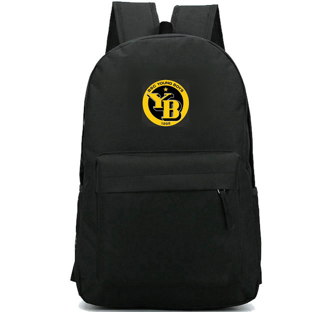 

BSC backpack Young Boys daypack Switzerland league football club schoolbag Soccer badge rucksack Sport school bag Outdoor day pack, Black