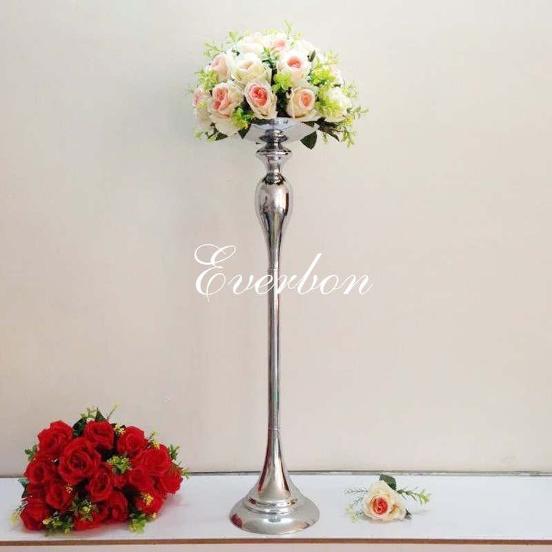 

10 pcs/lot 75cm Height Tall Silver Metal Flower Vases for Wedding Centerpieces, Event Decoration Flower Stand Hodler