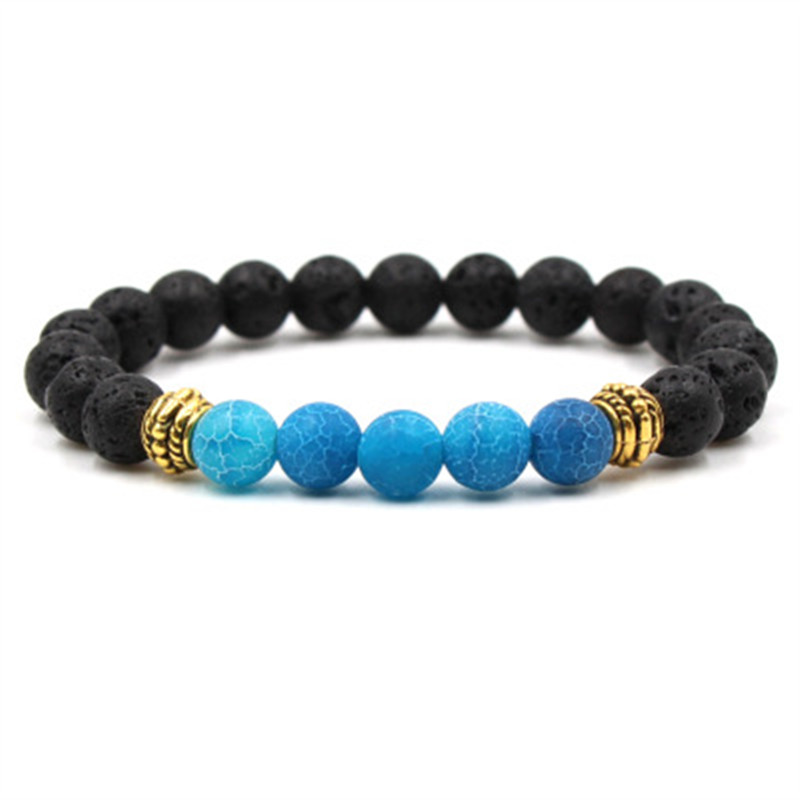 2018 New Yoga Lava Rock Bracelets Turquoise Weathering Agate Gold Plated Bangles For Women & Men Gift KKA1884