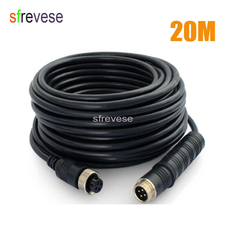Câble vidéo d'extension à 4 broches de 20 m, 65 pieds, pour voiture, caméra de recul, stationnement arrière, Long Bus, camion, camping-car, carav