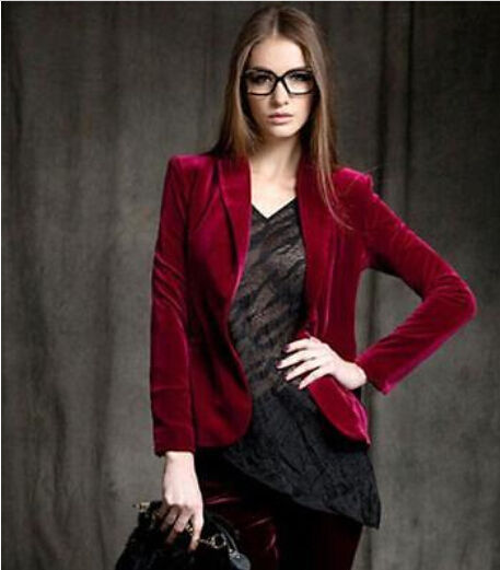 Europe womens short jacket Skinny Gold velvet blazer Blouses coats Slim Fit new