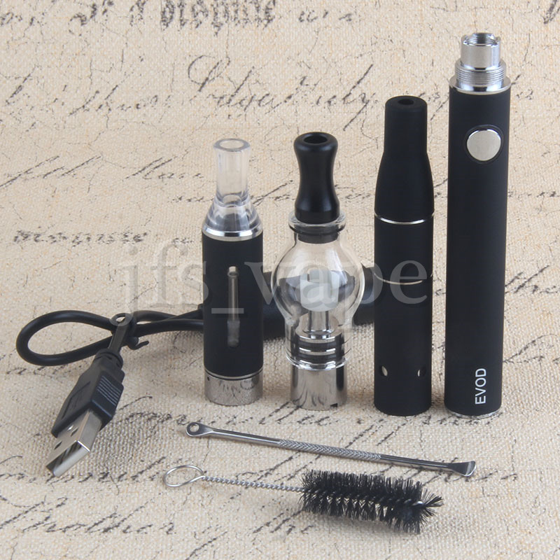 

510 thread battery starter kits eVod 3 in 1 Vaping Herbs Dry Herb Vaporizer E Liquid Wax eVod Glass Globe tank Vapes Pen, Multi