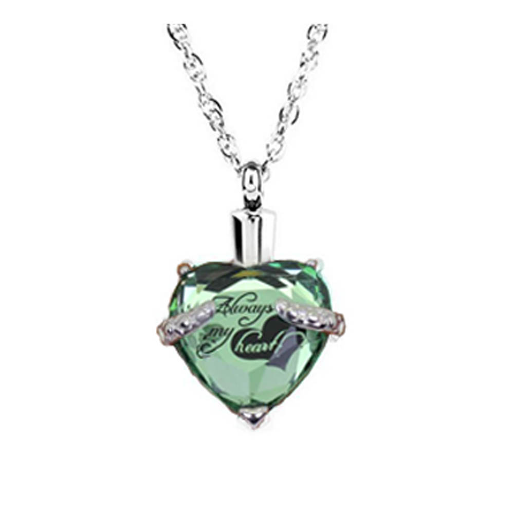 

Wholesale custom gem heart - heart August birthstone funeral cremation ashes box necklace pendant fashion jewelry.