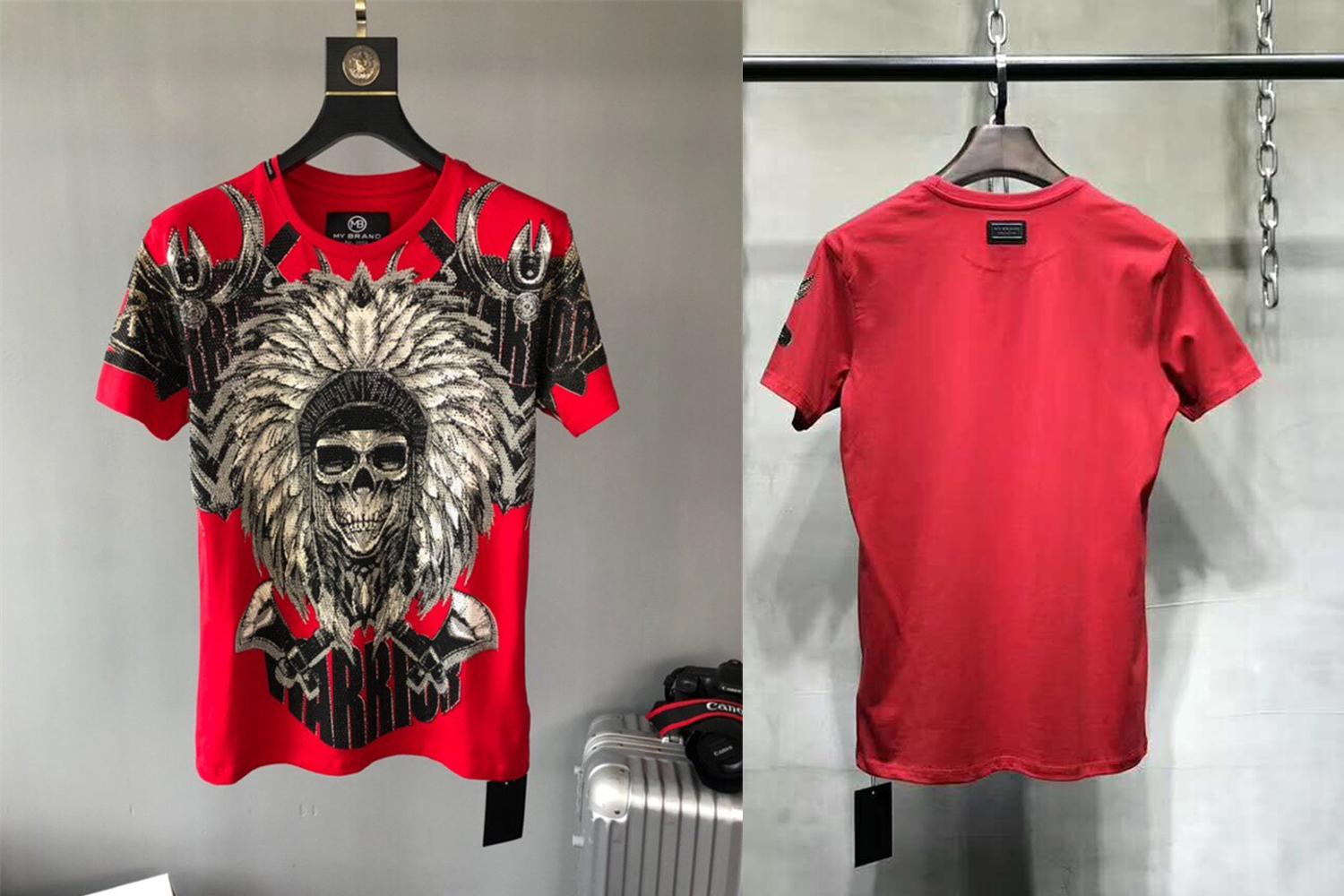 

Men T-SHIRT ROUND NECK SS "SMITH" Cotton jersey t-shirt NYC stamp printed at front Upside down USA flag printed at back, As picture