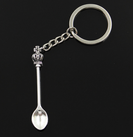 

Fashion 20pcs/lot Key Ring Keychain Jewelry Silver Plated kitchen spoon crown Charms Jewelry Diy 57x9mm