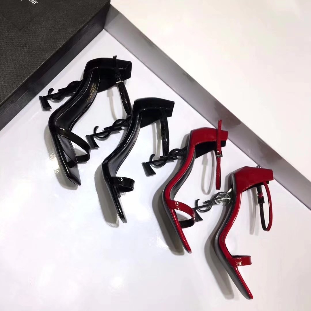 

Red Black Patent leather Summer Gladiators High heel Cover back Women's Sandals Wedding Pumps