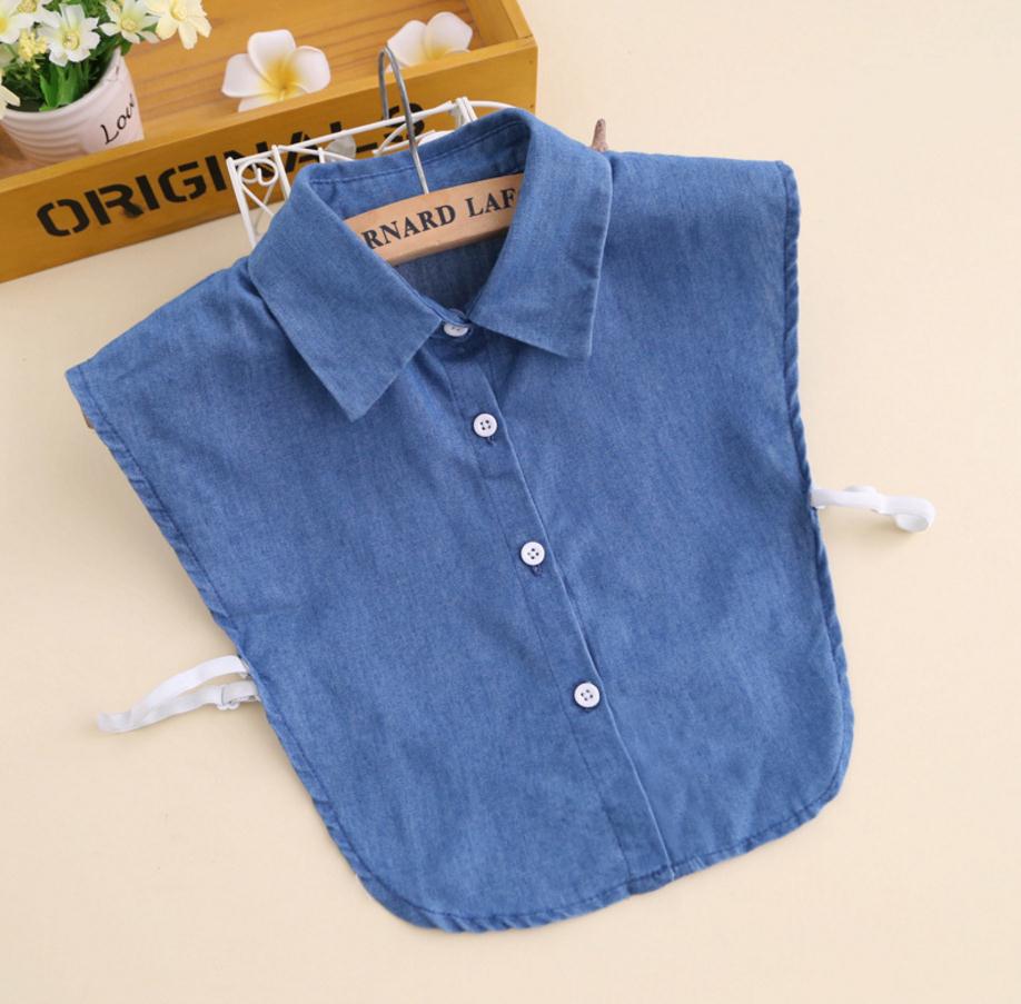 

jean detachable collar adult shirt sweater collars all matching blue denim fabric fake collar men women