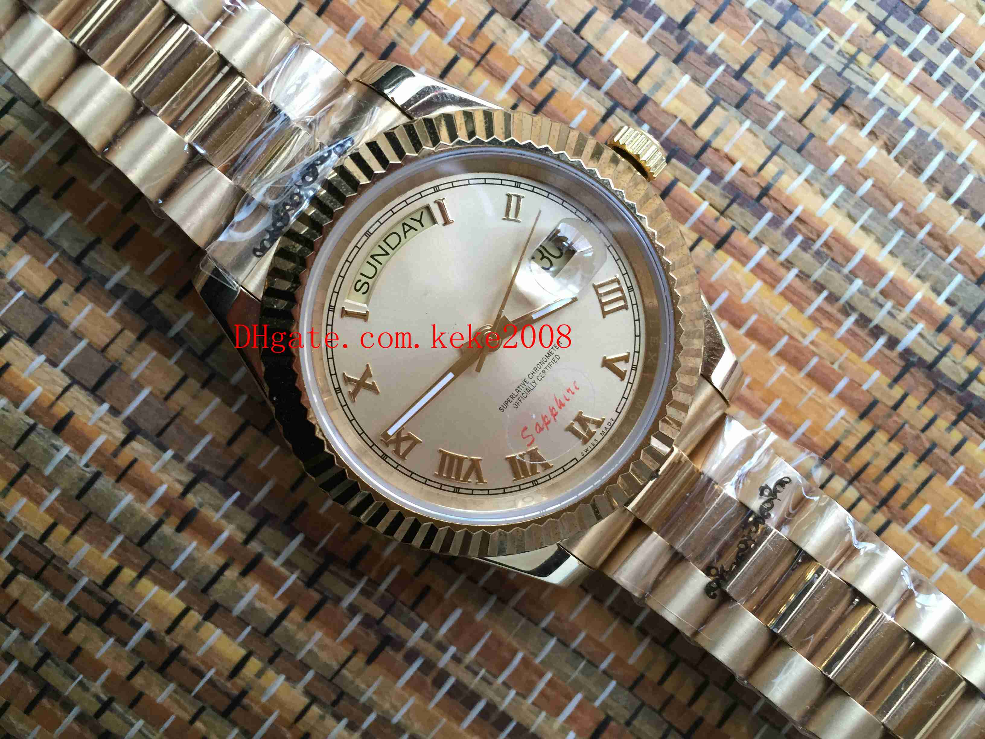 

Topselling Fashion Wristwatches Day-Date II 118238 36MM White Roman Dial 18K Gold & Steel Mechanical Automatic Ladies Unisex Watches